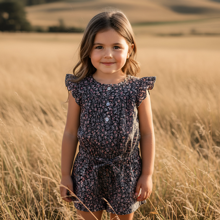 Girls Chloe Playsuit - Vintage Posy