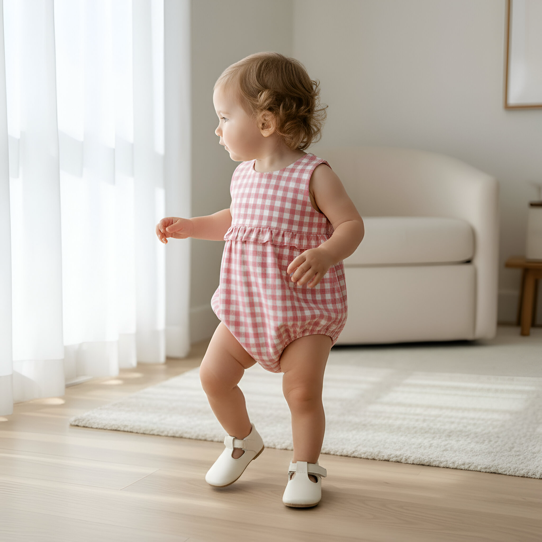 Baby Girls Nora Playsuit - Pink Check