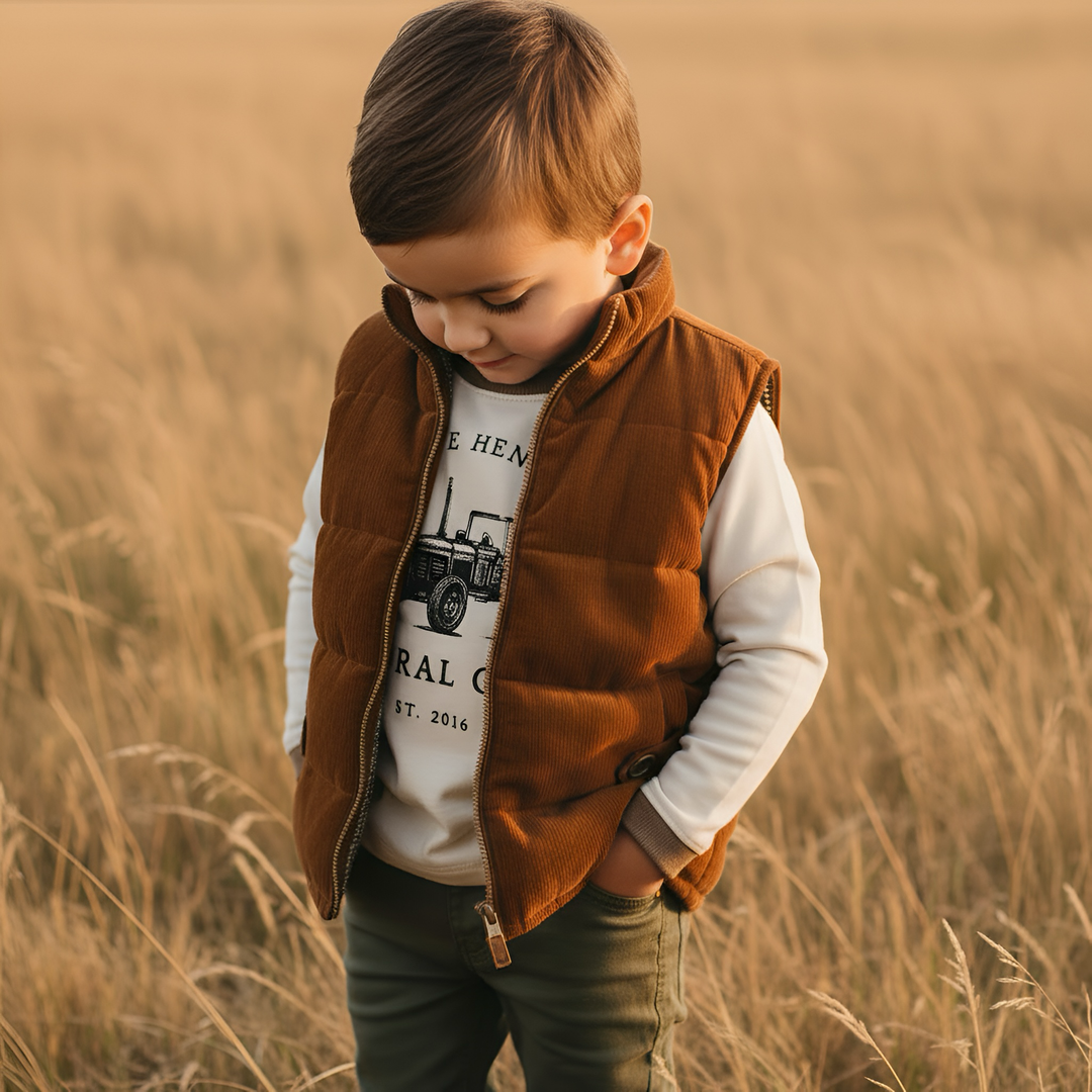 Boys Cooper Puffer Vest - Dark Chestnut
