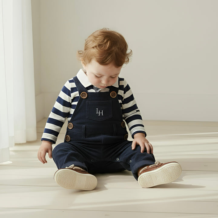 Baby Boys Roy Dungaree - Navy Corduroy