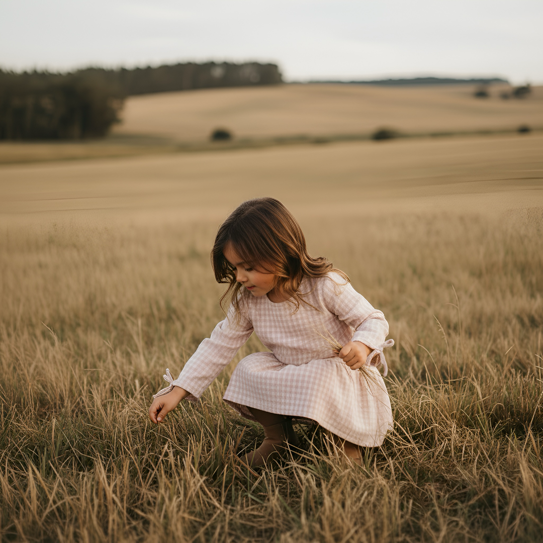 Girls Frankie Dress -  Pink Check