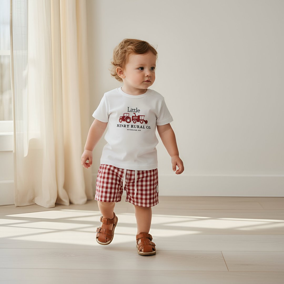 Baby Boys Tractor Tee - Red 26