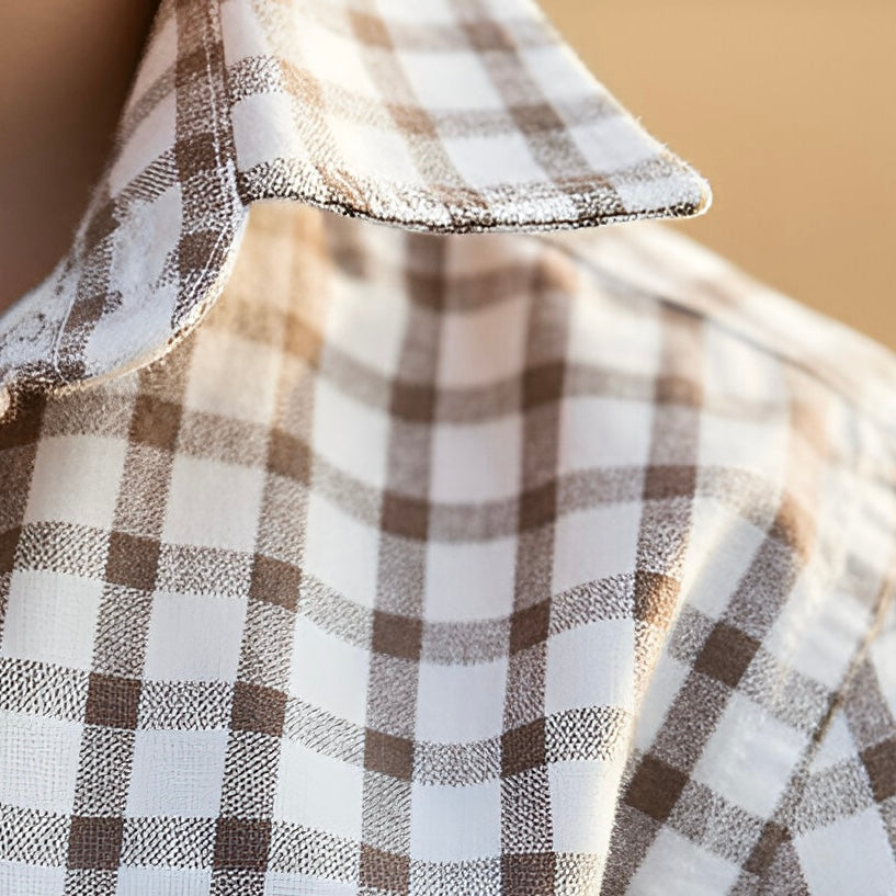 Boys Oxford Dress Shirt - Tan Check 26