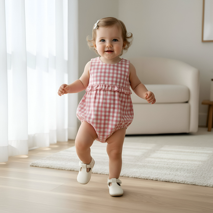 Baby Girls Nora Playsuit - Pink Check