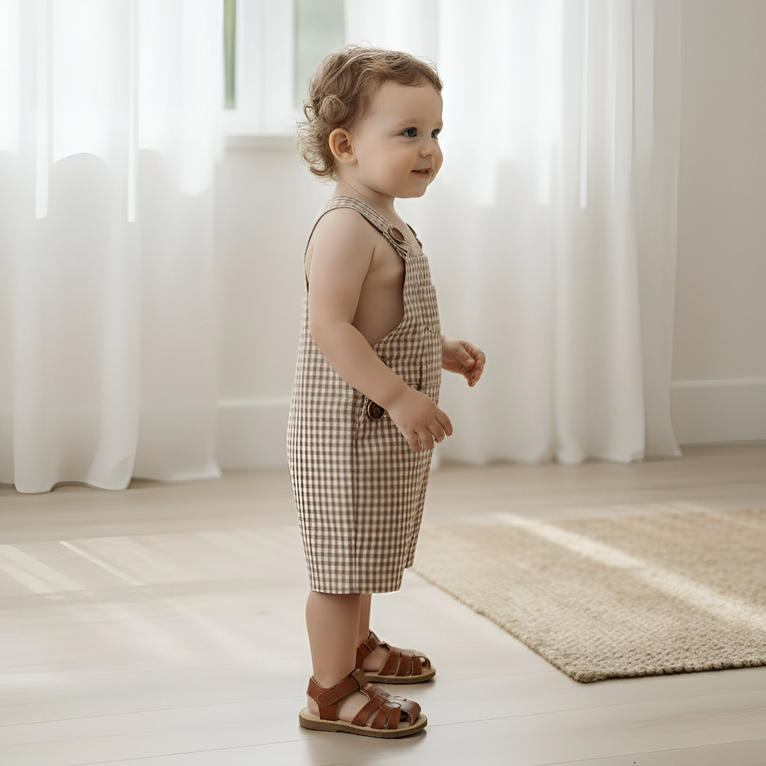 Baby Boys Roy Dungaree - Brown Gingham
