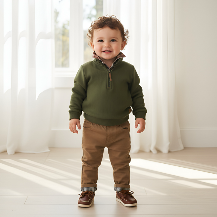 Baby Boys Harry Jumper - Dark Olive