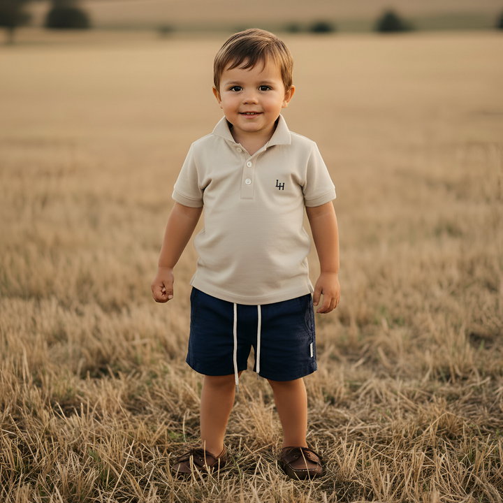 Boys Polo Shirt - Beige Grey 26