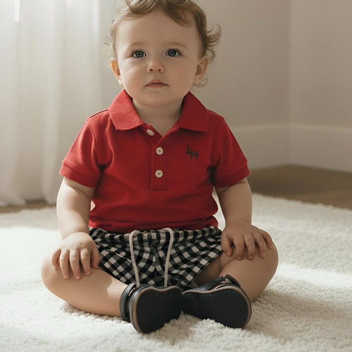 Baby Boys Sonny Short - Navy Check