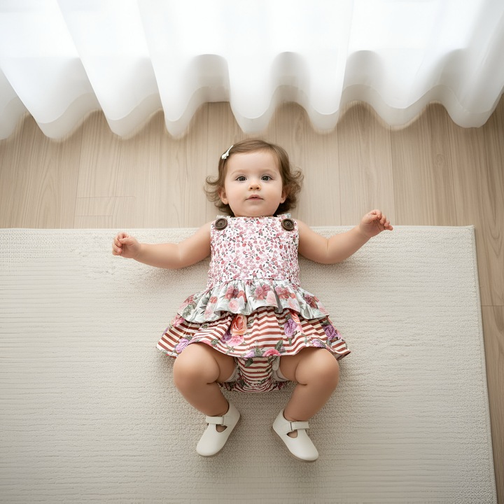 Baby Girls Frilly Playsuit -  Pretty Blossom