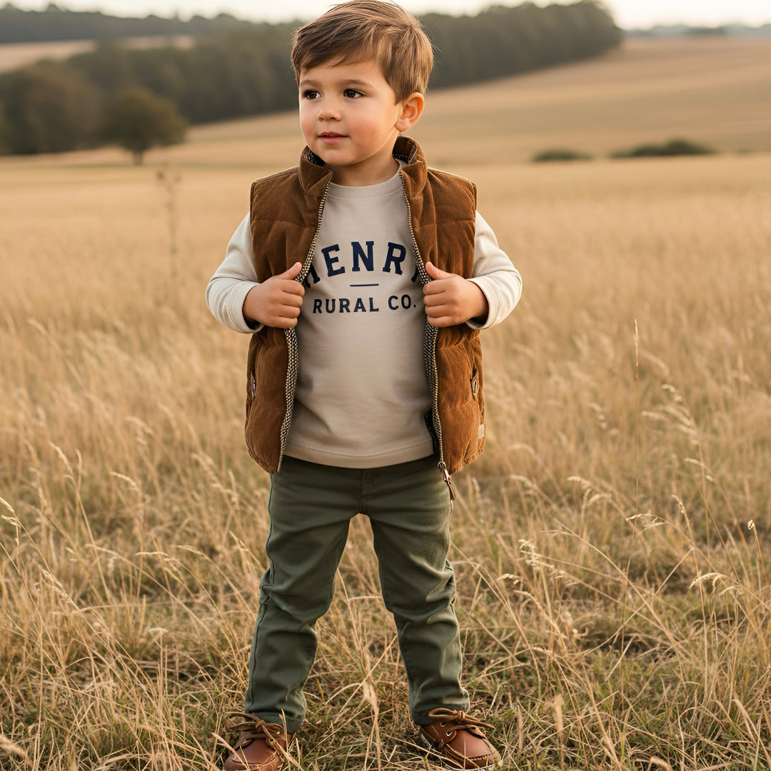 Boys LS Tee - Henry Rural Co - Stone