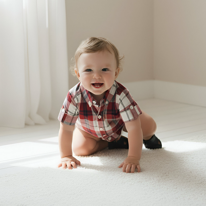 Baby Boys Dress Shirt Romper - Red Plaid