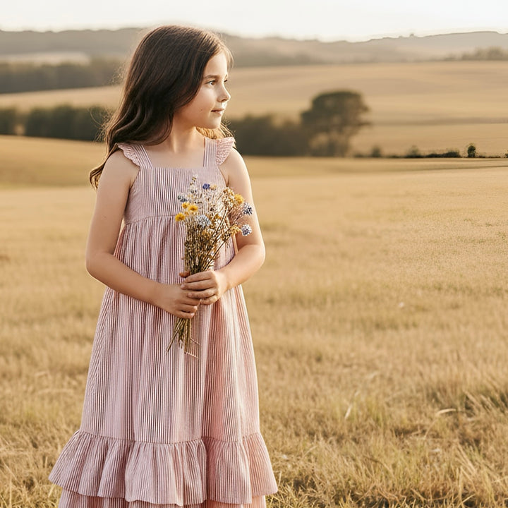 Girls Maxi Dress - Red Stripe