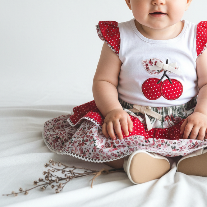Baby Girls Frilly Pilcher Skirt - Festive Floral