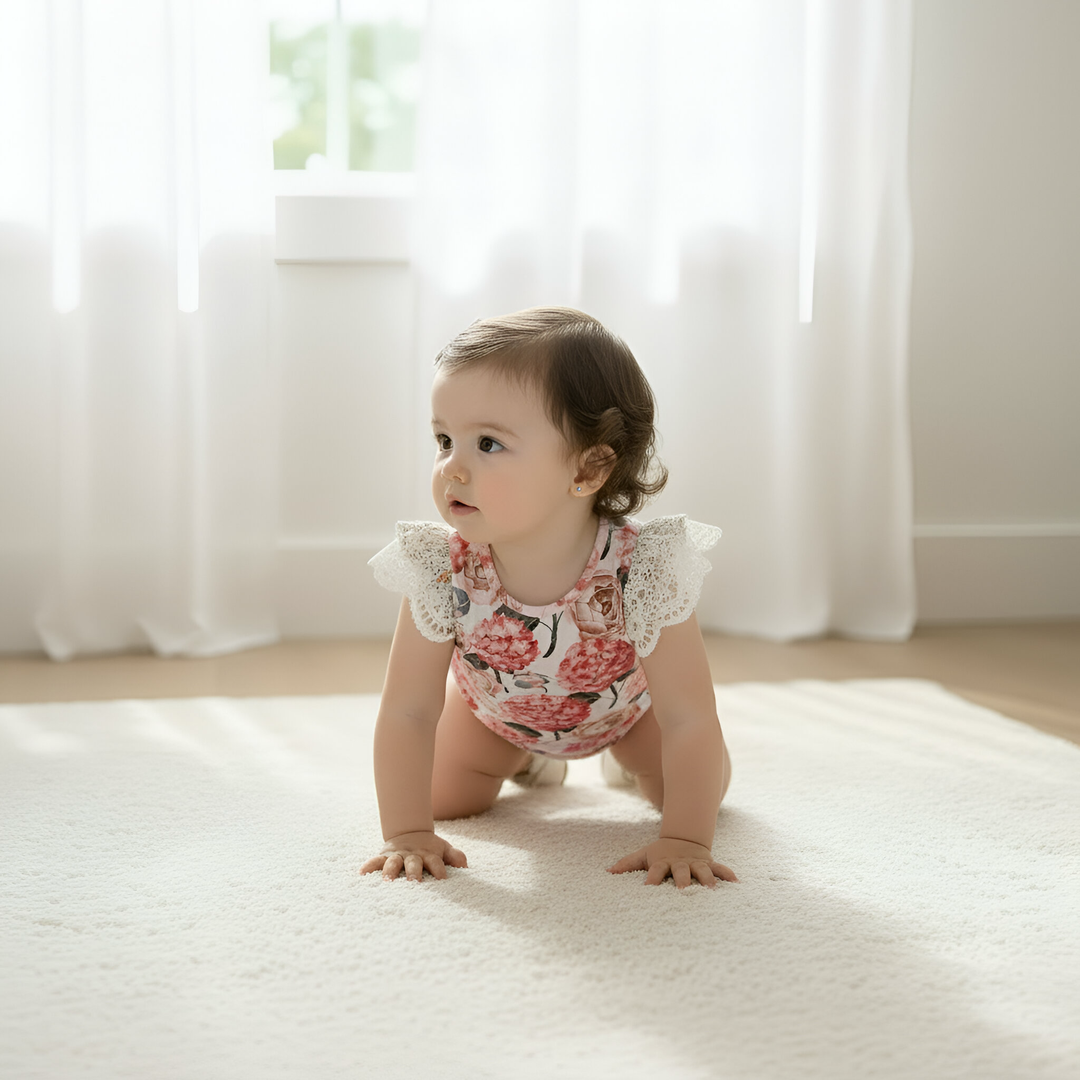 Baby Girls Knit Romper - Pink Blossom