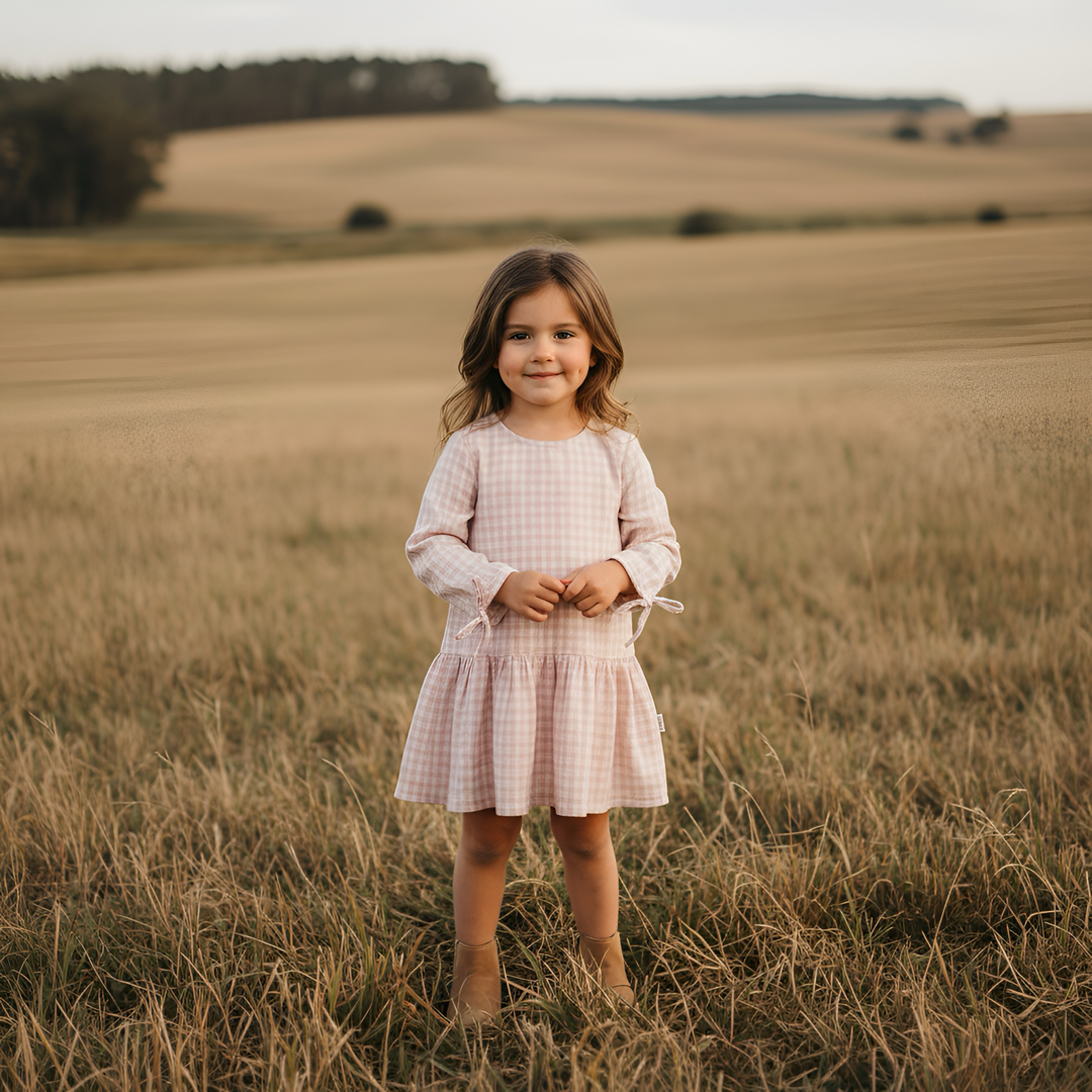 Girls Frankie Dress -  Pink Check