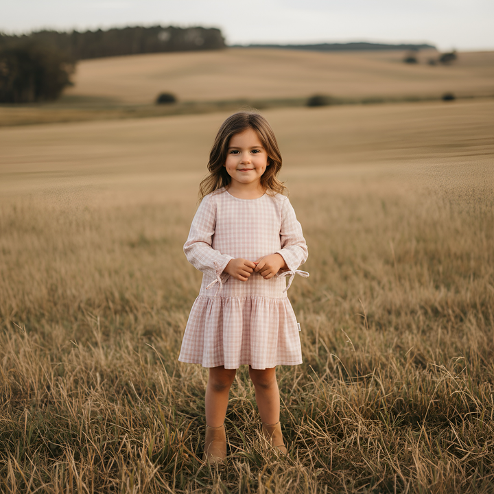 Girls Frankie Dress -  Pink Check