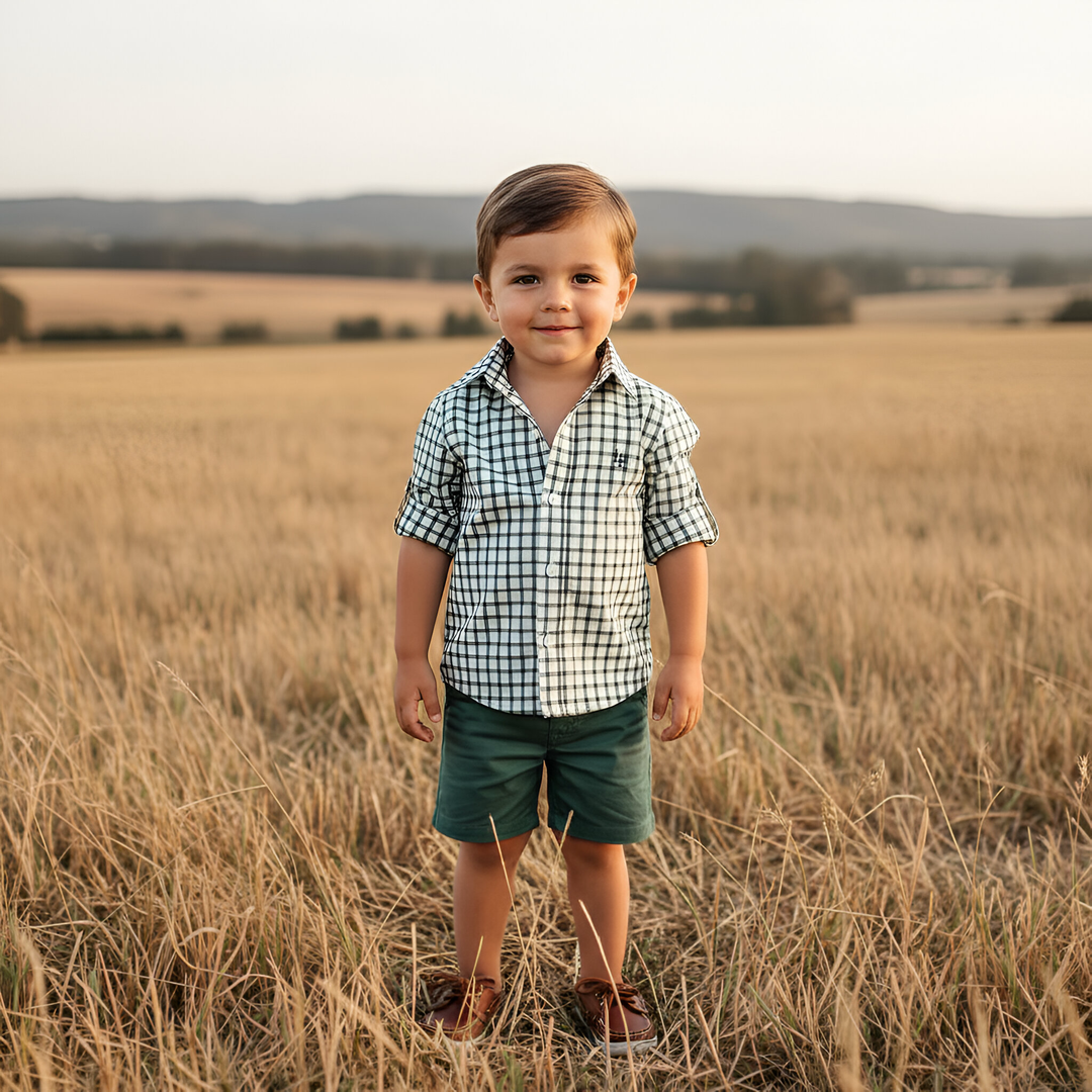 Boys Oxford Dress Shirt - Green Check 26