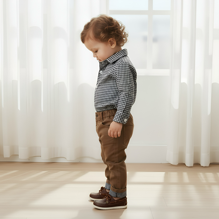 Baby Boys Dress Shirt Romper - Navy Gingham