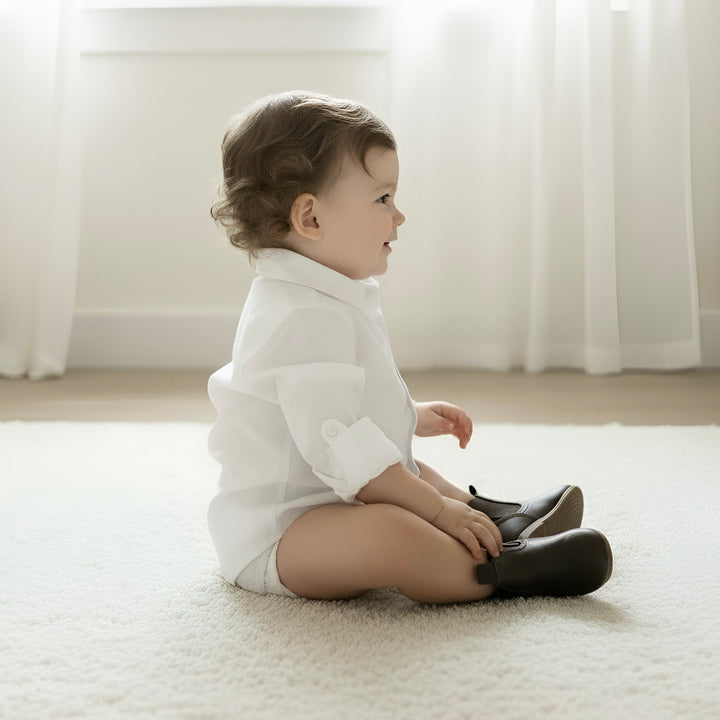 Baby Boys Dress Shirt Romper - White