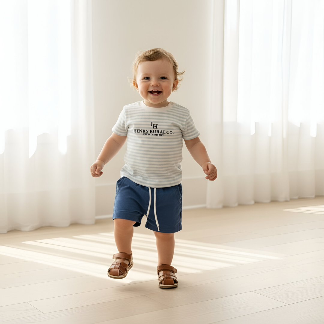 Baby Boys Henry Rural Co Tee - Blue White Stripe 26