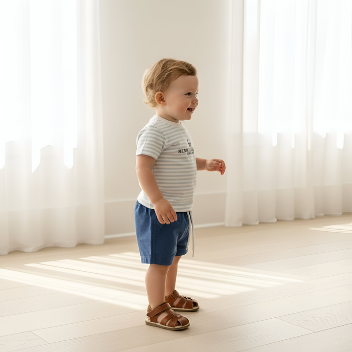 Baby Boys Henry Rural Co Tee - Blue White Stripe 26