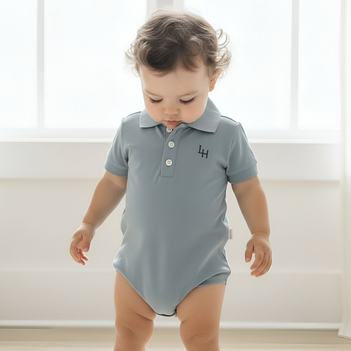 Baby Boys Polo Romper - Blue 26