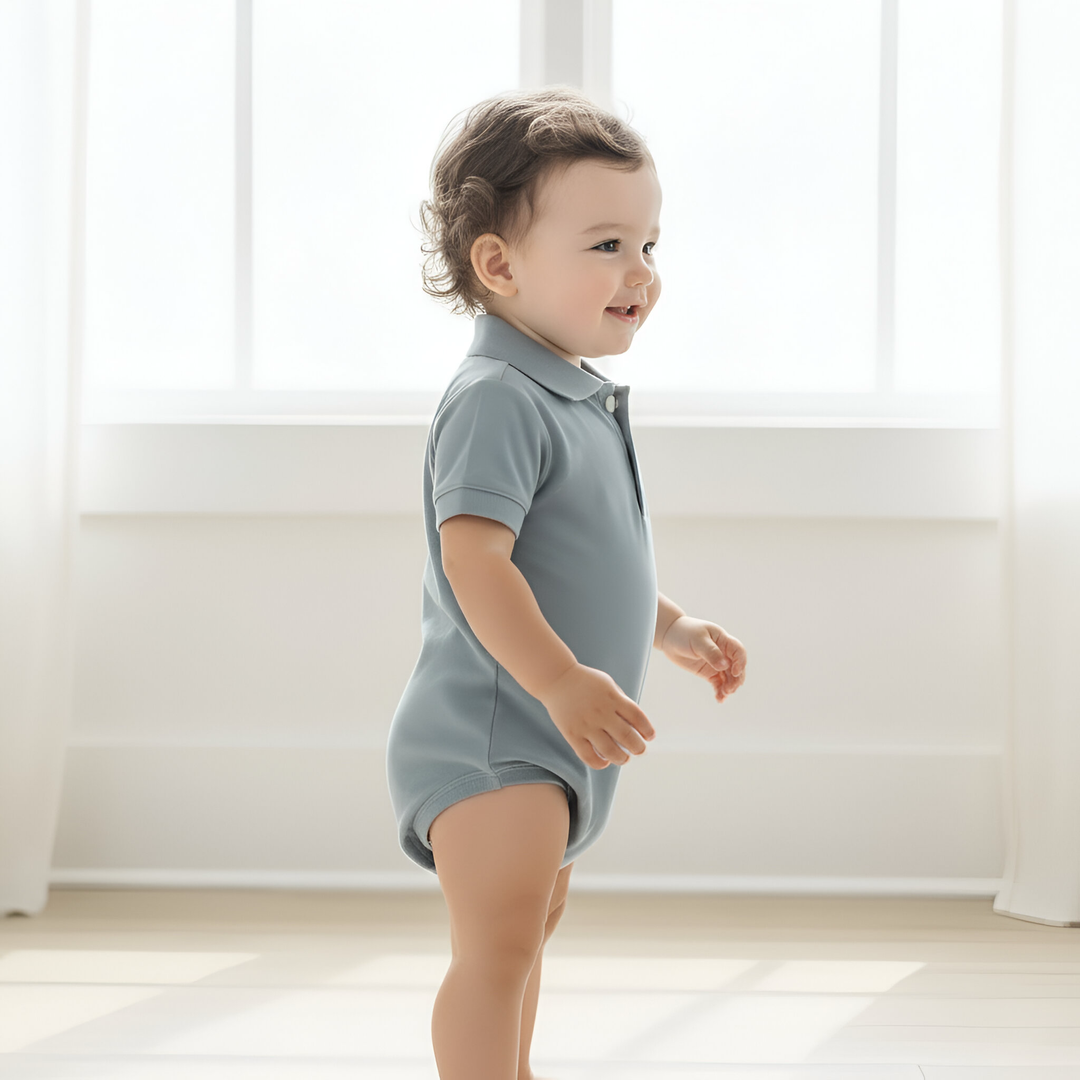 Baby Boys Polo Romper - Blue 26