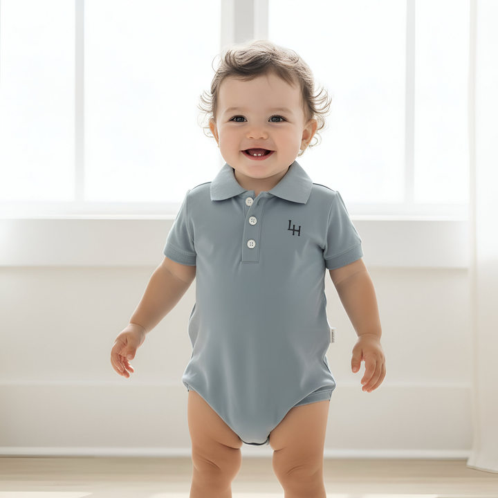 Baby Boys Polo Romper - Blue 26