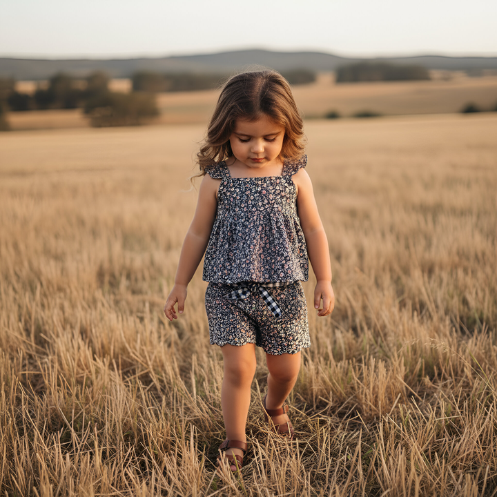 Girls Esme Top - Vintage Posy