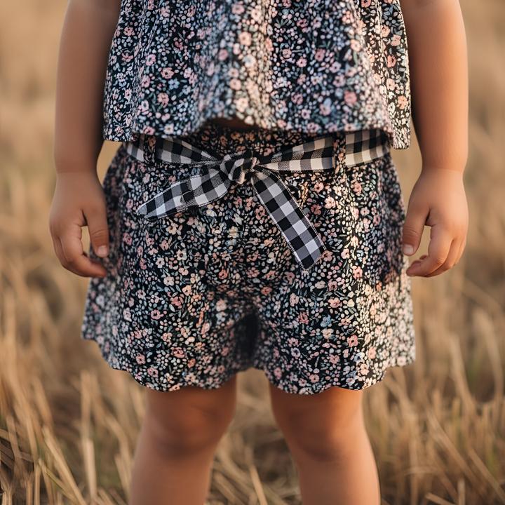Girls Scalloped Hem Shorts - Vintage Posy