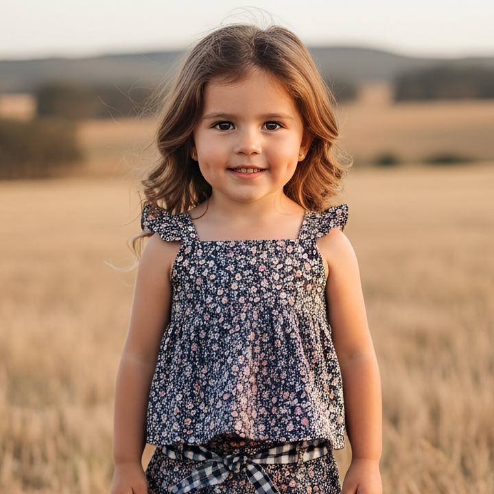 Girls Esme Top - Vintage Posy