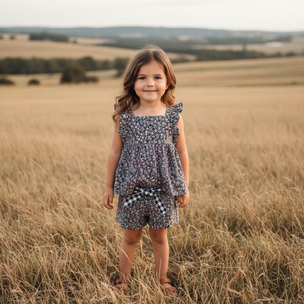 Girls Esme Top - Vintage Posy