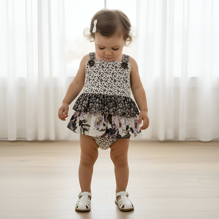 Baby Girls Frilly Playsuit - Meadow Florals