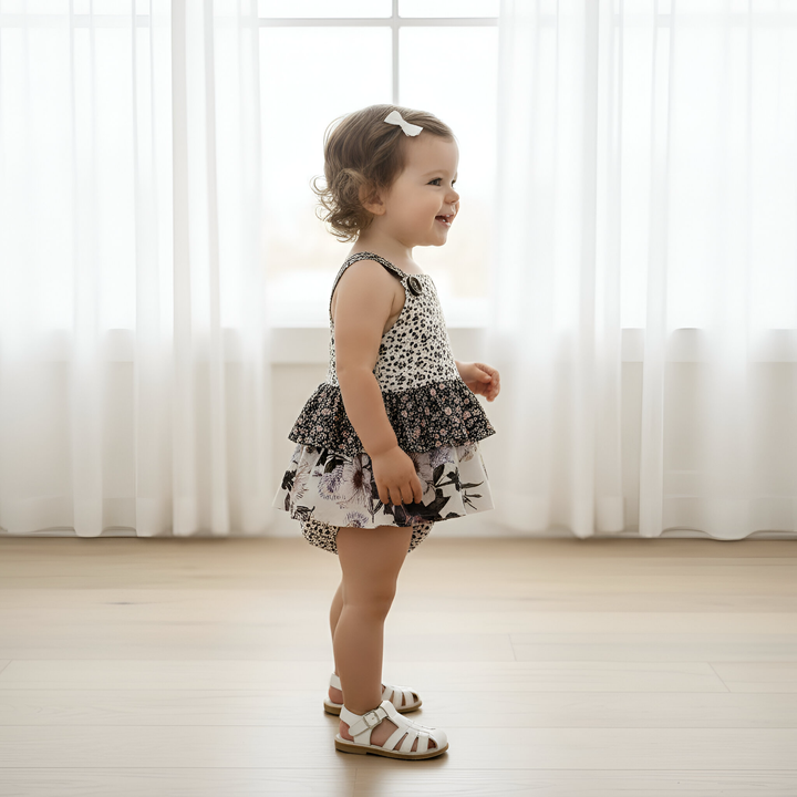 Baby Girls Frilly Playsuit - Meadow Florals