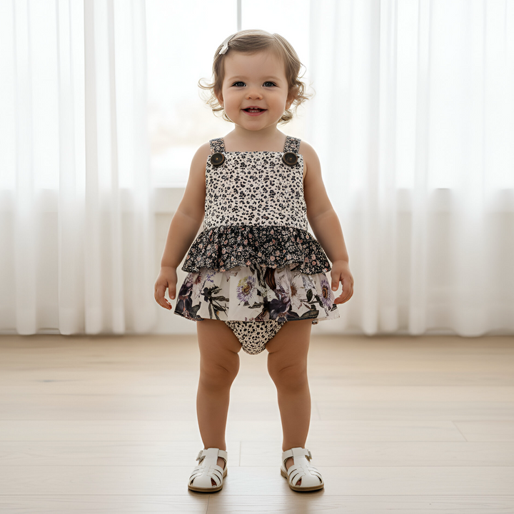 Baby Girls Frilly Playsuit - Meadow Florals