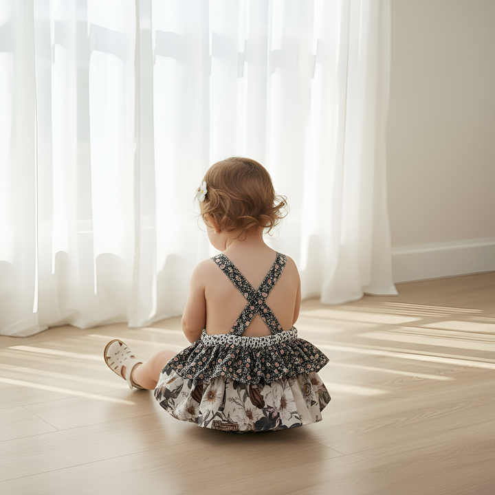 Baby Girls Frilly Playsuit - Meadow Florals