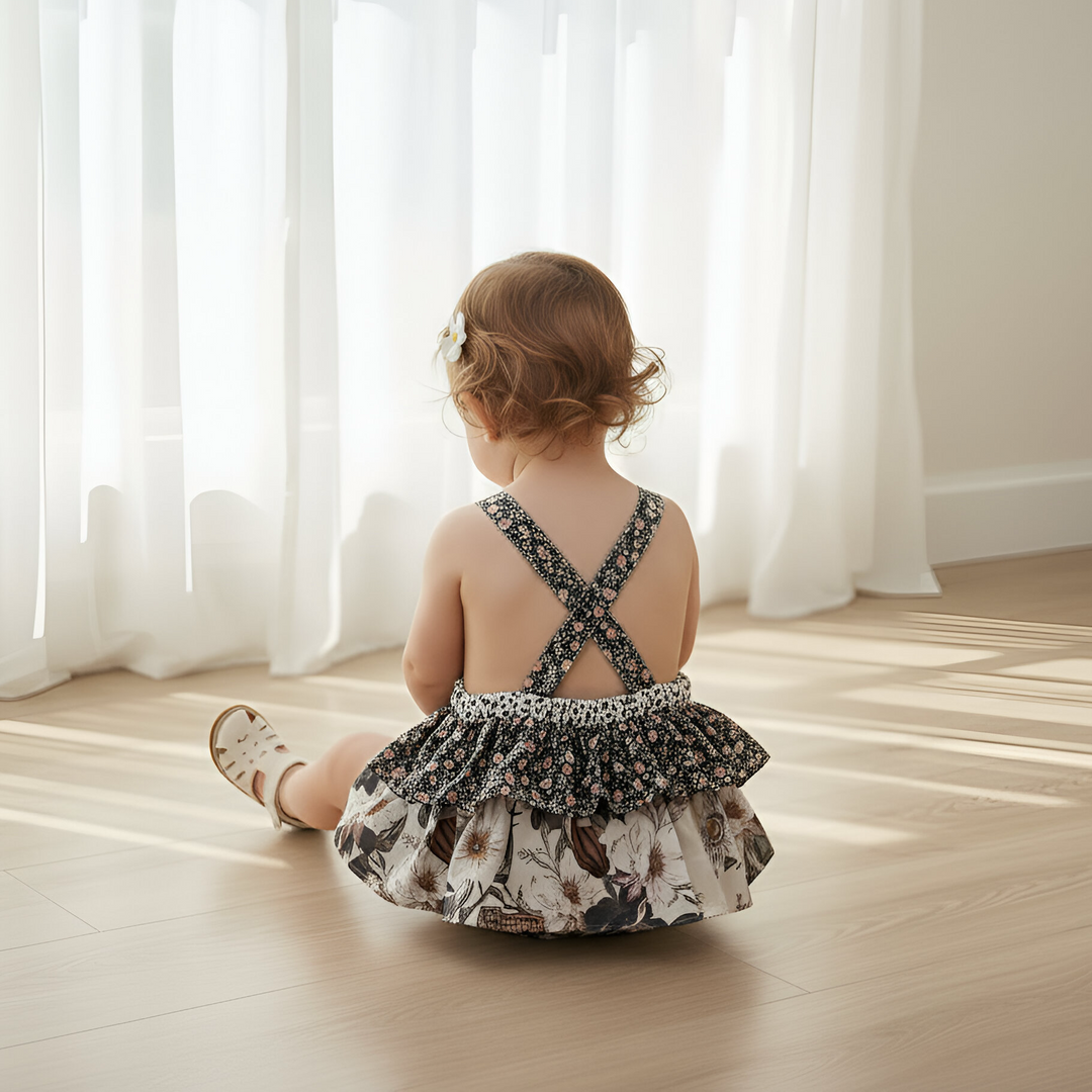 Baby Girls Frilly Playsuit - Meadow Florals