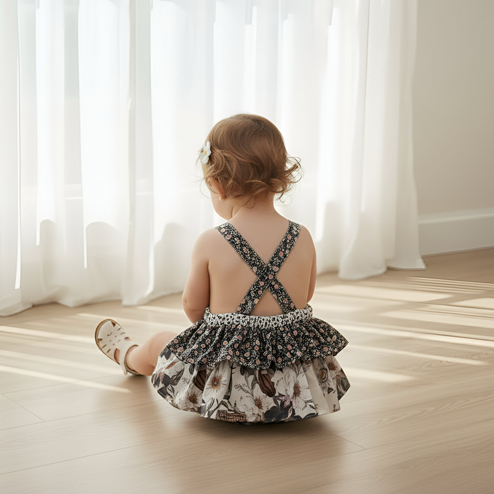 Baby Girls Frilly Playsuit - Meadow Florals