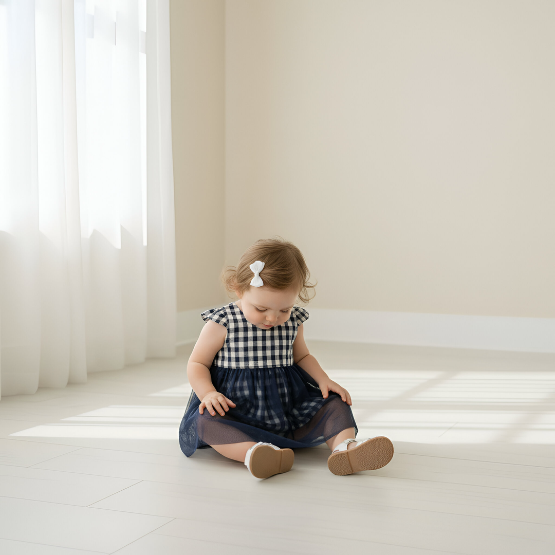 Baby Girls Lottie Dress - Navy Check