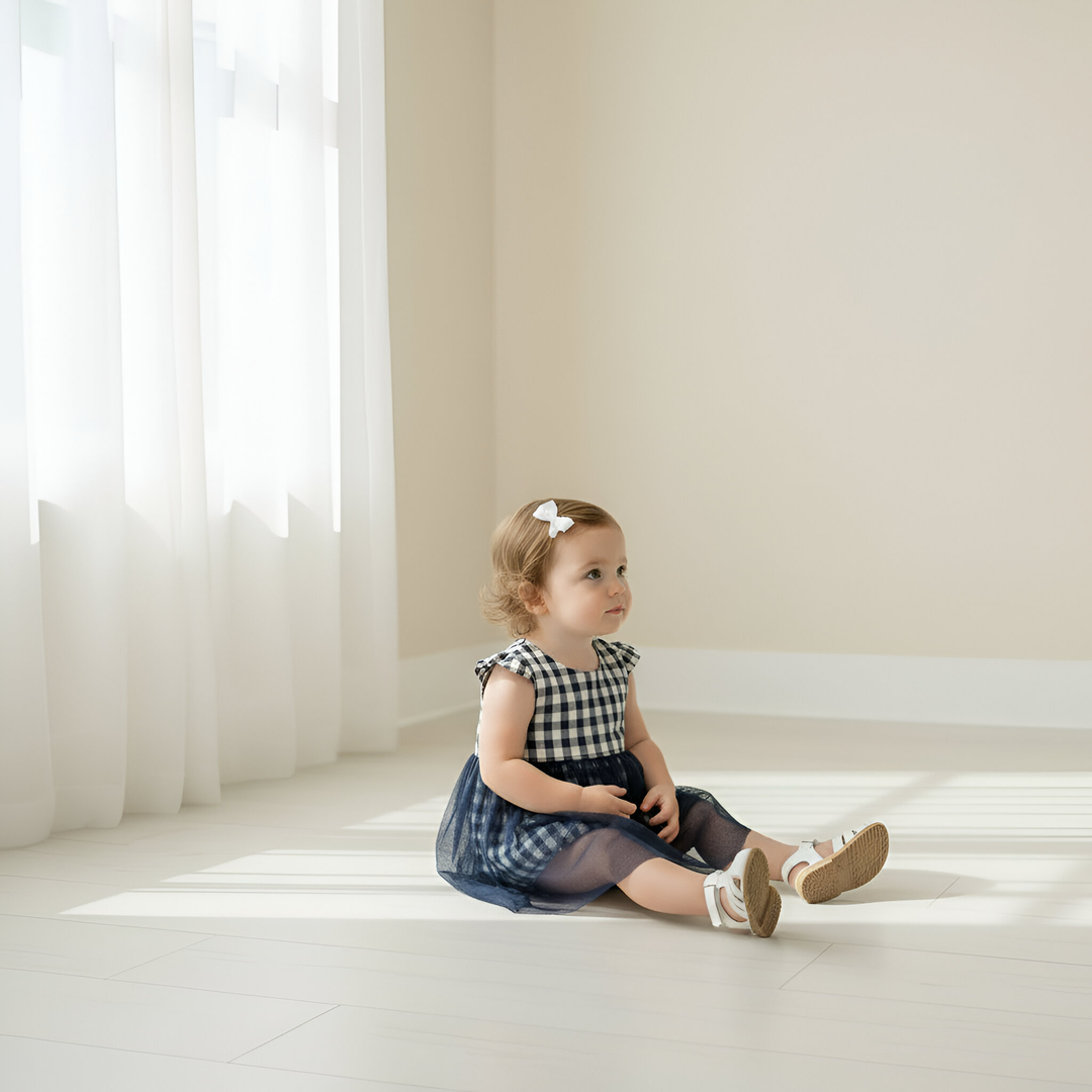 Baby Girls Lottie Dress - Navy Check