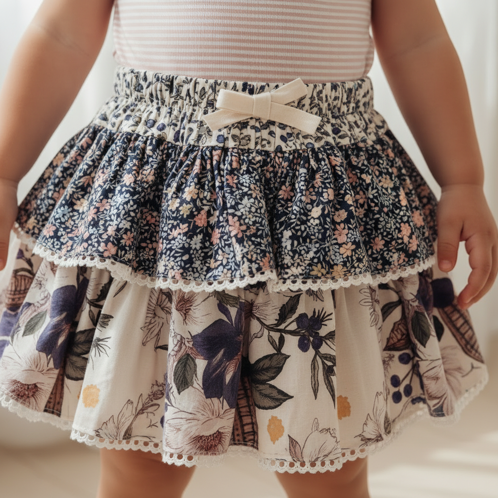 Baby Girls Frilly Pilcher Skirt - Meadow Florals