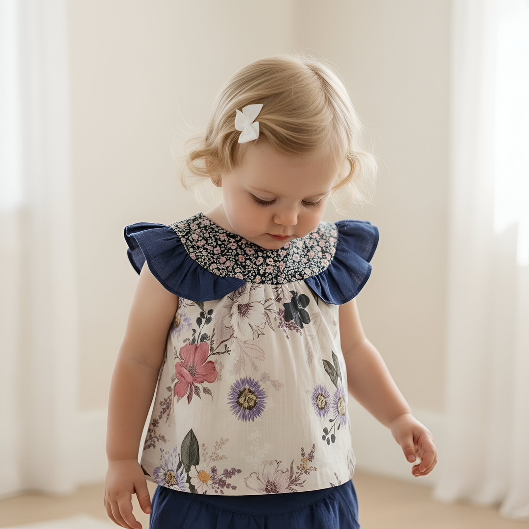 Baby Girls Lucy Shorts - Navy Linen