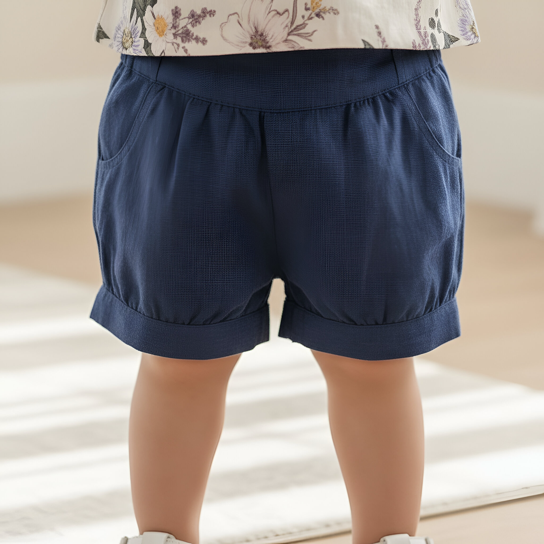 Baby Girls Lucy Shorts - Navy Linen