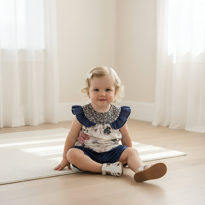 Baby Girls Lucy Shorts - Navy Linen