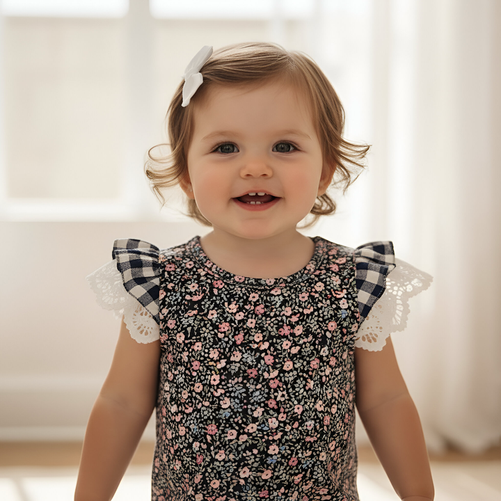 Baby Girls Knit Romper - Vintage Posy