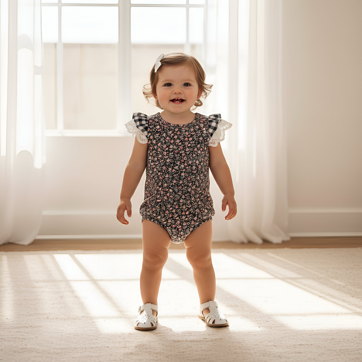 Baby Girls Knit Romper - Vintage Posy