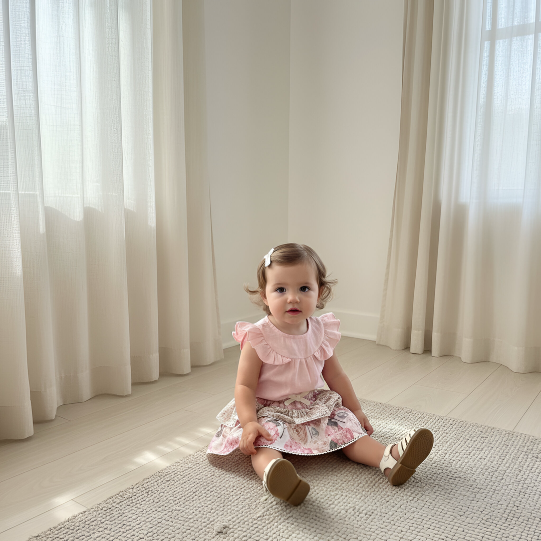 Baby Girls Frilly Pilcher Skirt - Pretty Blossom