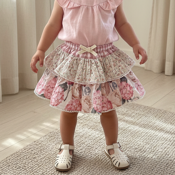 Baby Girls Frilly Pilcher Skirt - Pretty Blossom