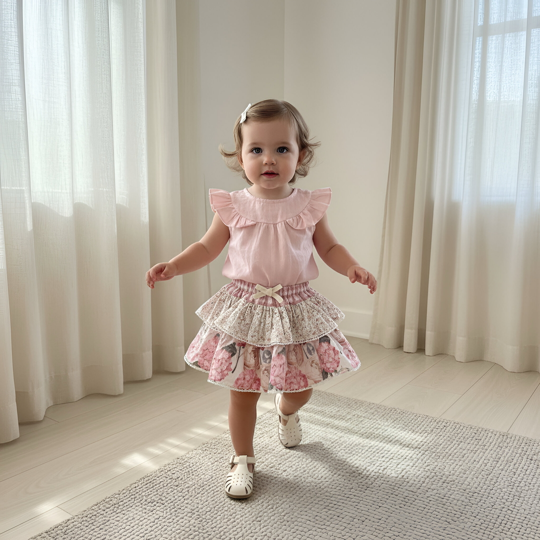 Baby Girls Frilly Pilcher Skirt - Pretty Blossom