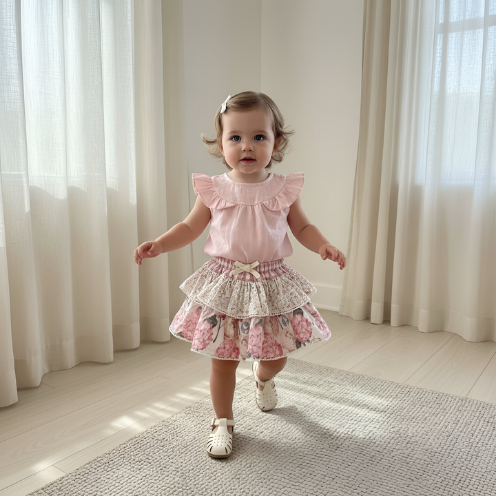 Baby Girls Frilly Pilcher Skirt - Pretty Blossom